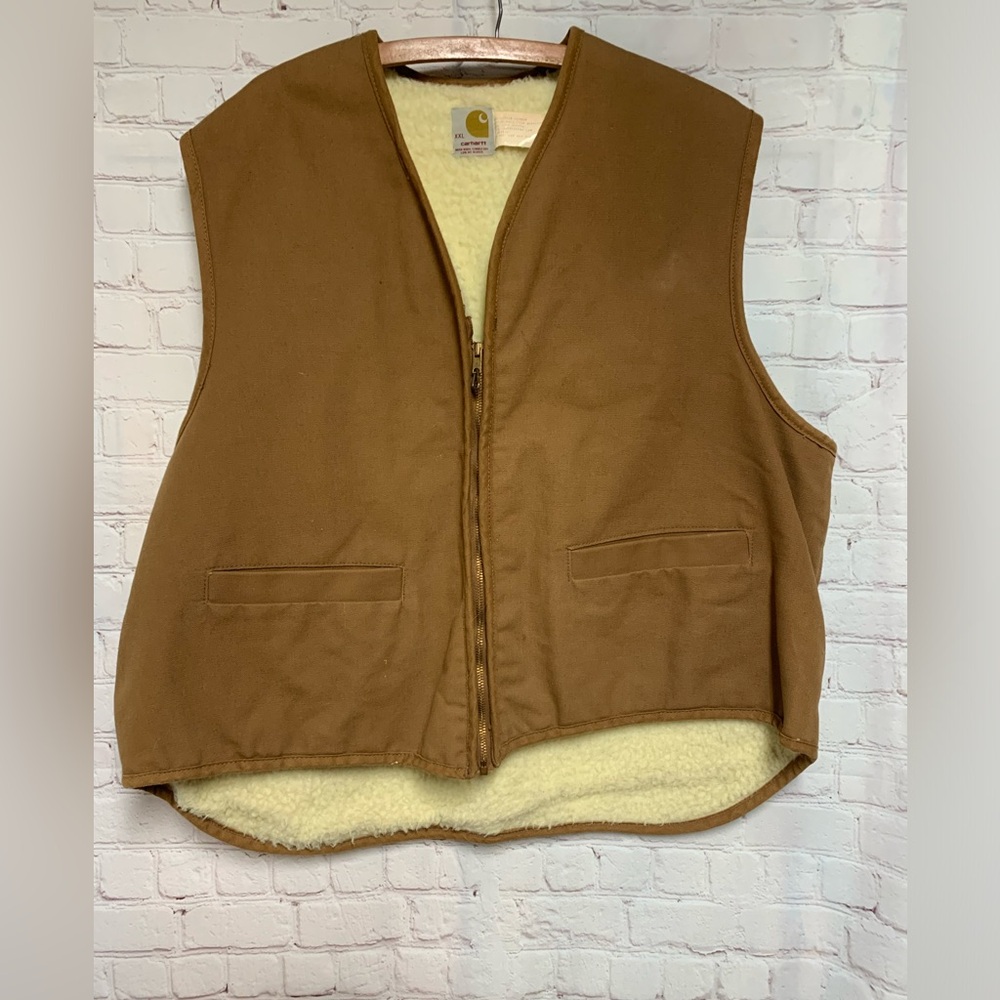 Vintage RARE Carhartt Duck Canvas Sherpa Vest Size XXL - Picture 5 of 6
